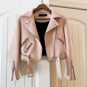 Zara pink/blush Moto jacket size xs